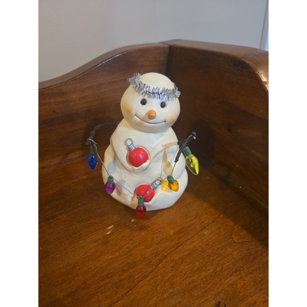 Hallmark Mitford Snowman Figurine JC Christmas Lights Star Jan Karon Resin 2000